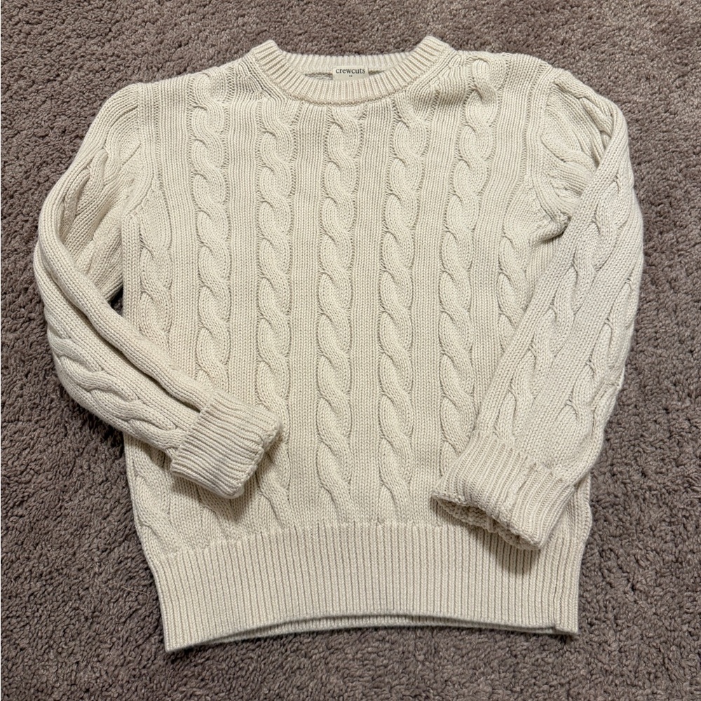 Crewcuts Cream Cable Knit nautical coastal Sweater 8-9 100% cotton fisherman